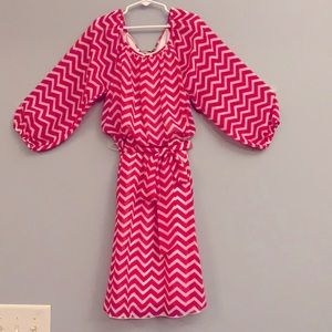 Dressy Chevron Pink Long-Sleeved Dress
